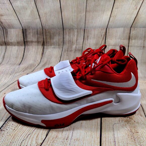Nike Men Zoom Freak 3 Giannis Basketball Sneakers Shoes Size 18 Red White - Picture 1 of 12